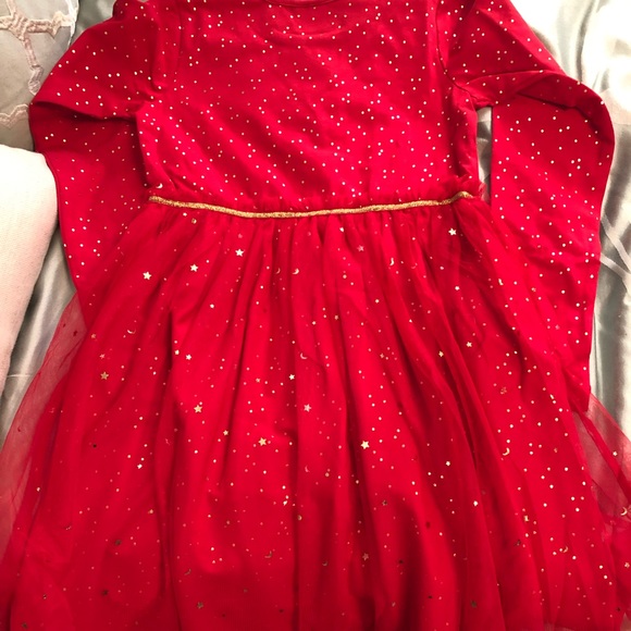 Hanna Andersson Shimmer star dress in soft tulle red and gold 8 NEW holiday - Picture 6 of 6